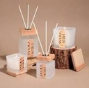 Wood Tone Diffuser & Candle Gift Set With Luxury Packaging white musk Flavour.