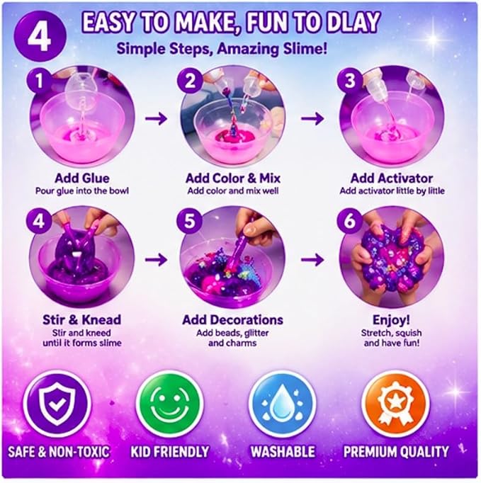 31 Pcs Galaxy Slime combo Kit – Glow in The Dark DIY Slime Making Kit with Fluffy Clay, Cloud Foam & Glitter, Arts & Crafts Toy for Girls & Boys, Birthday Gift, Creative Slime Kit Age 6+
