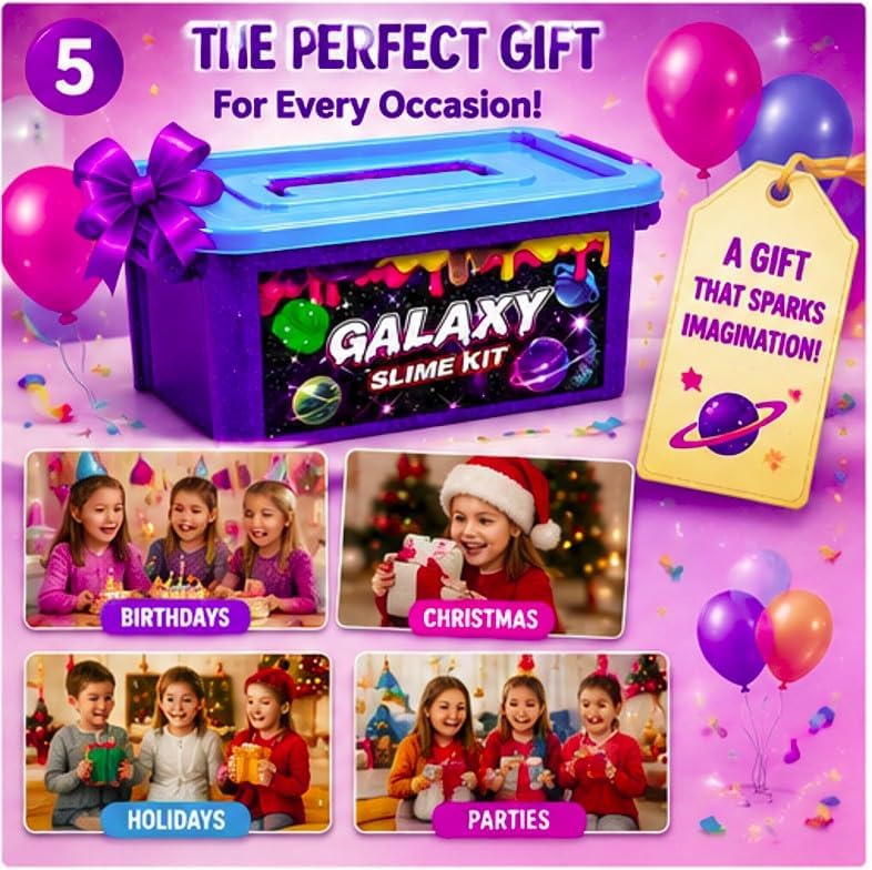 31 Pcs Galaxy Slime combo Kit – Glow in The Dark DIY Slime Making Kit with Fluffy Clay, Cloud Foam & Glitter, Arts & Crafts Toy for Girls & Boys, Birthday Gift, Creative Slime Kit Age 6+