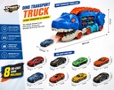Dinosaur Truck Toy with 8 Cars – Toddler Car Toys for Boys 3-6, 25" Foldable Race Track, Transforms Into T-Rex – Truck Toy for Kids Boys Girls – Dinosaur Car Set