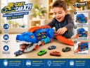 Dinosaur Truck Toy with 8 Cars – Toddler Car Toys for Boys 3-6, 25" Foldable Race Track, Transforms Into T-Rex – Truck Toy for Kids Boys Girls – Dinosaur Car Set
