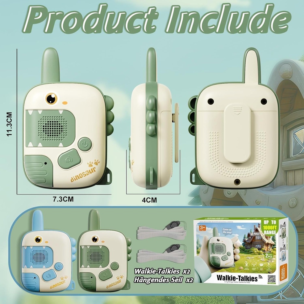 Dinosaur Walkie Talkie Toys 2 Pack, Long Range Walkie Talkies for Kids, Outdoor Camping Toys & Games, Birthday Gifts For Boys And Girls.