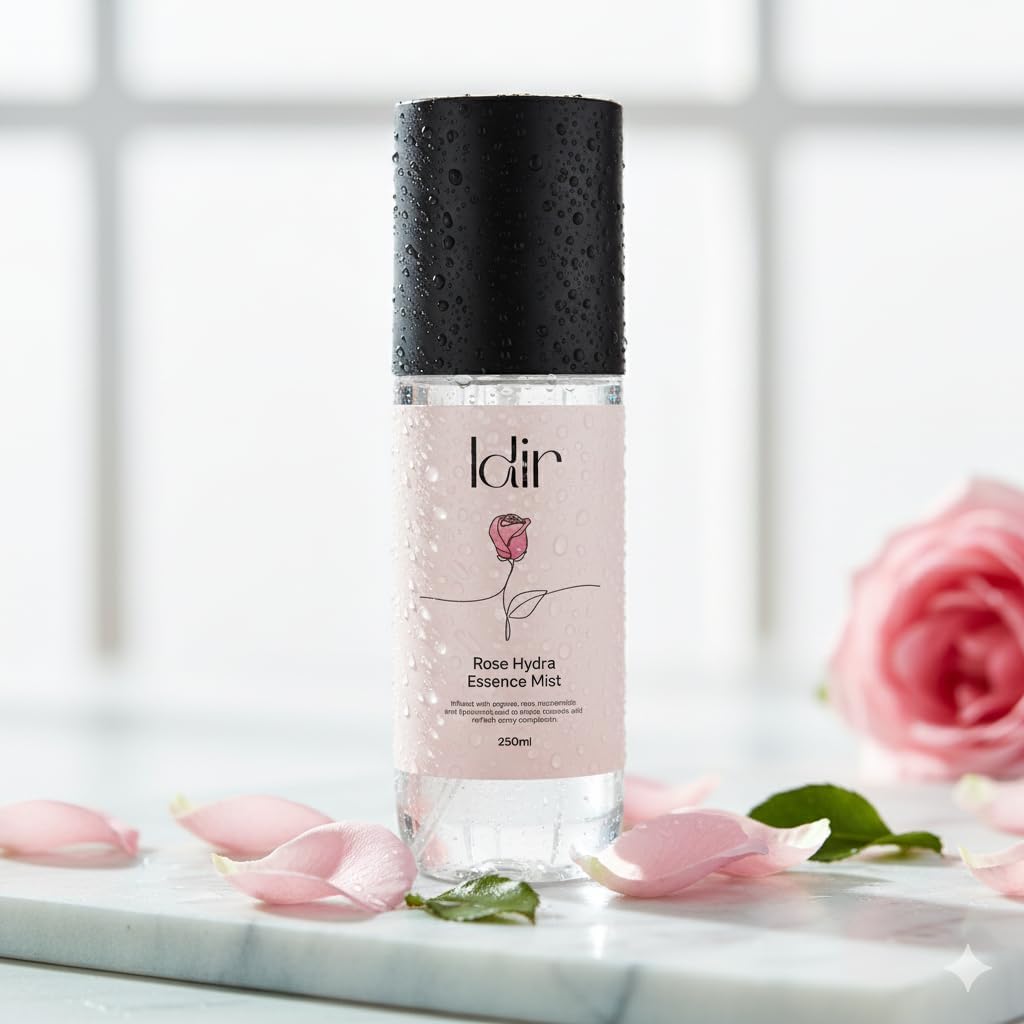 IDIR Organic Rose Water for Face with Hyaluronic Acid- Face Toner 100% Pure & Natural Hydrating Mist - Gentle, Plumping & Soothing Spray for All Skin Types - 250ml