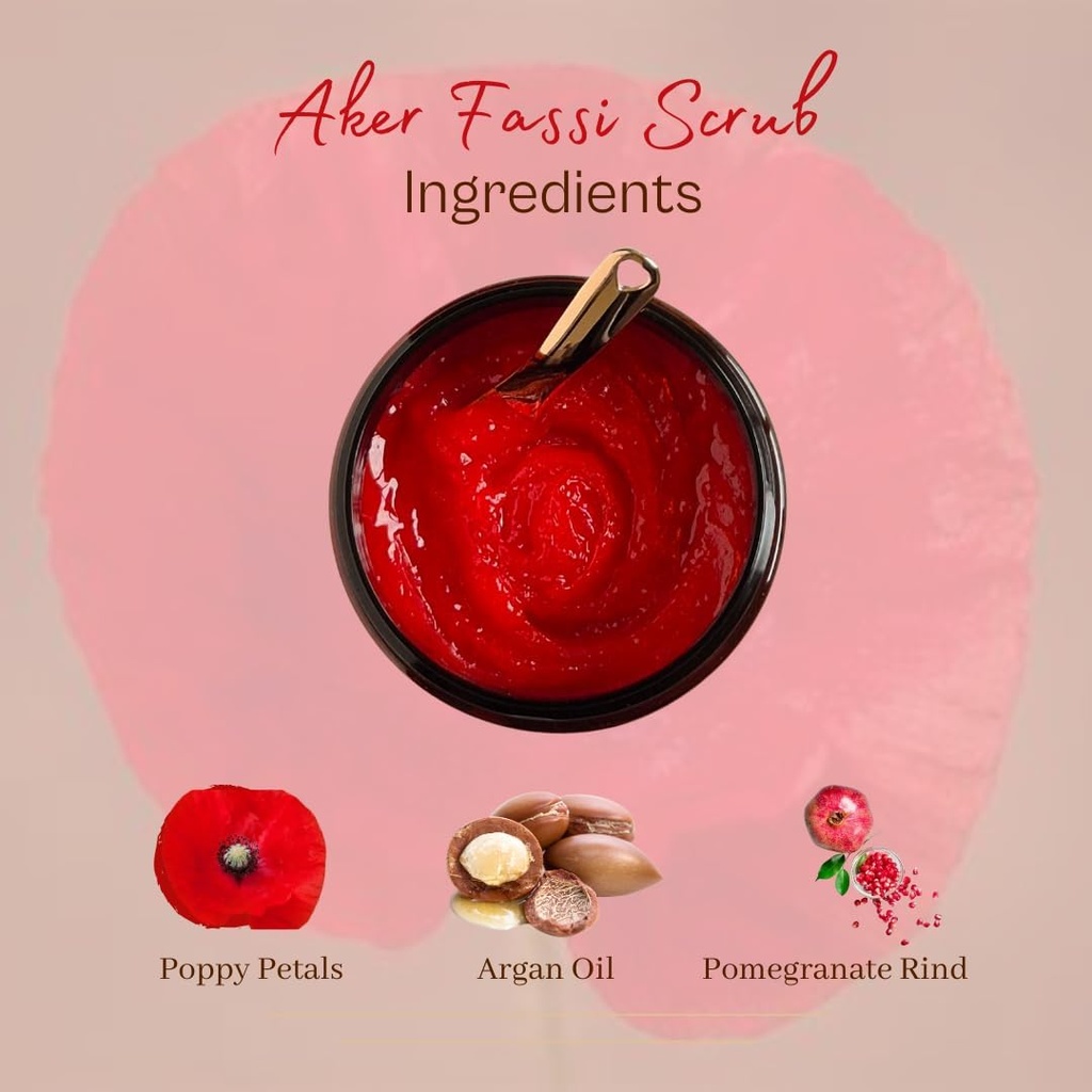 IDIR Aker Fassi Body Scrub and Face Scrub | with Argan Essential Oil and Sweet Almond Oil | Dull Skin – Brightening Formula - Deep Exfoliating Scrub Enriched with Vitamin E and Antioxidants