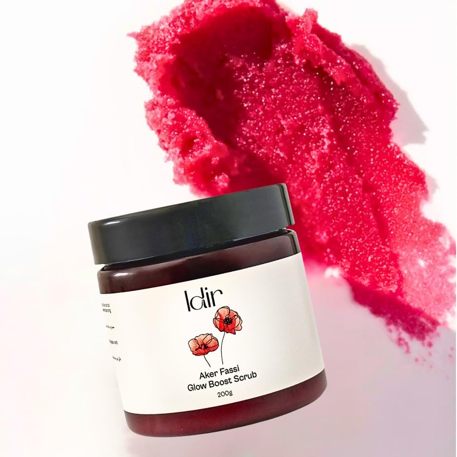 IDIR Aker Fassi Body Scrub and Face Scrub | with Argan Essential Oil and Sweet Almond Oil | Dull Skin – Brightening Formula - Deep Exfoliating Scrub Enriched with Vitamin E and Antioxidants