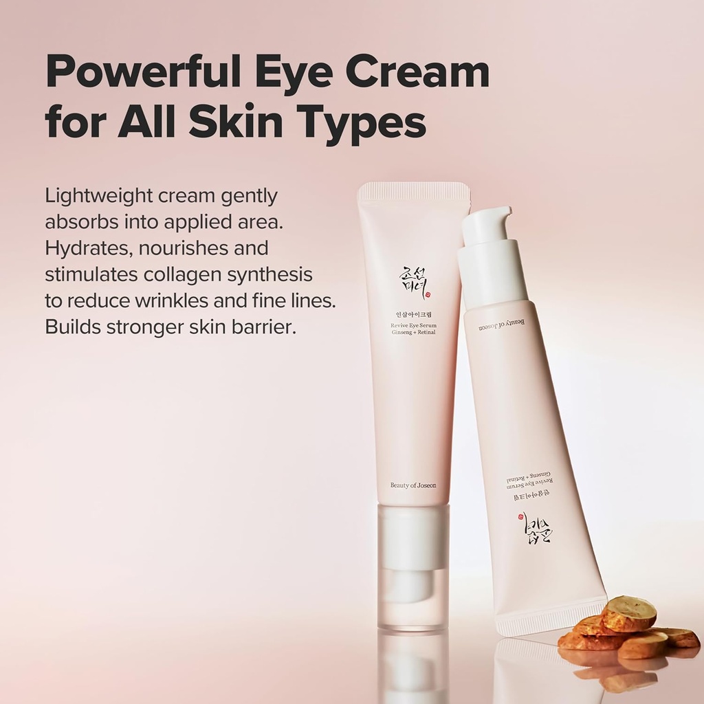 Beauty of Joseon Revive Eye Serum with Ginseng Retinal Niacinamide Korean Eye Cream for Fine Lines, Dark Spots Correcting Puffy Eyes for Face Korean Skincare For Men and Women 30ml