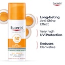 Eucerin Face Sunscreen Oil Control Gel-Cream Dry Touch, High UVA/UVB, SPF 50+, Light Texture Sun Protection, Suitable Under Make-Up, For Blemish-Prone Skin, 50ml
