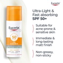 Eucerin Face Sunscreen Oil Control Gel-Cream Dry Touch, High UVA/UVB, SPF 50+, Light Texture Sun Protection, Suitable Under Make-Up, For Blemish-Prone Skin, 50ml