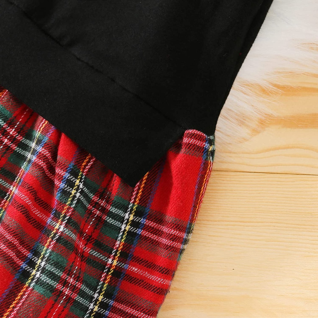 6-24M Infant Baby Girl Long Sleeve Rabbit Plaid Printed Dress Outfit Toddler Fall Winter Cute Pullover Skirts 