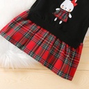 6-24M Infant Baby Girl Long Sleeve Rabbit Plaid Printed Dress Outfit Toddler Fall Winter Cute Pullover Skirts 