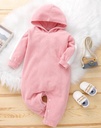 Baby Boy/Girl Solid Fuzzy Fleece Long-sleeve Hooded Jumpsuit
