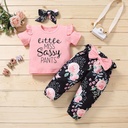 3 Pieces Little Miss Sassy Pants Baby Girl orange Set