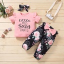 3 Pieces Little Miss Sassy Pants Baby Girl Pink Set Top and Pants and  Headband