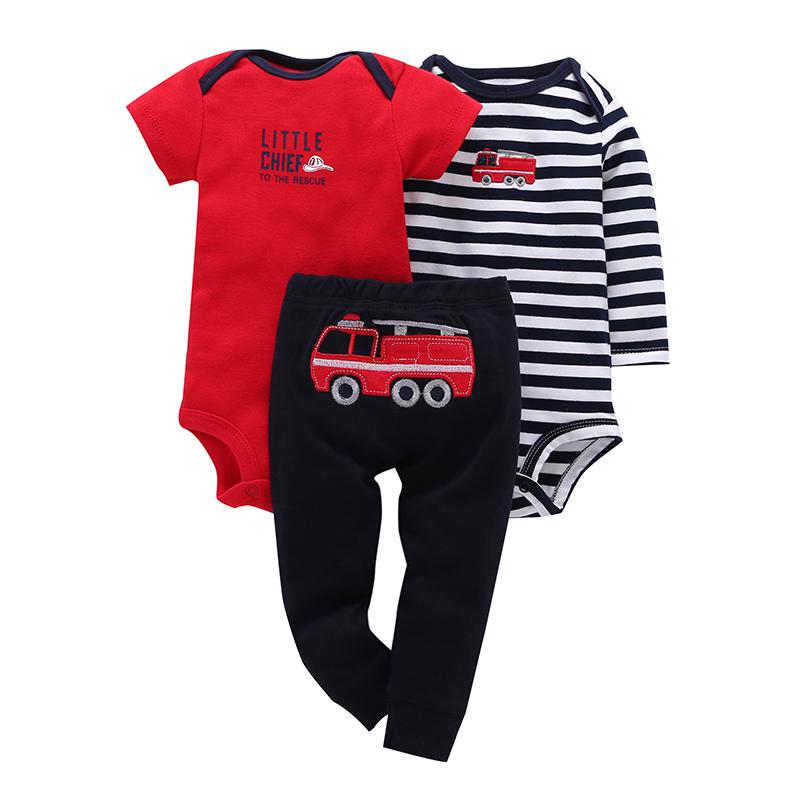 3pcs Pant Autumn Baby Bodysuit Set Baby unsex Spring Romper Clothes Cotton Infant Clothing