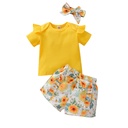 3pcs T-shirt pant set short sleeve girls summer wear toddle clothing suits