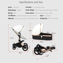 Luxury Baby Stroller 3 in 1 Fashion Carriage Gold Frame Pram