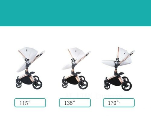 Luxury Baby Stroller 3 in 1 Fashion Carriage Gold Frame Pram