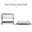 Foldable Adjustable Height Crib with Swivel Casters for Baby in UAE