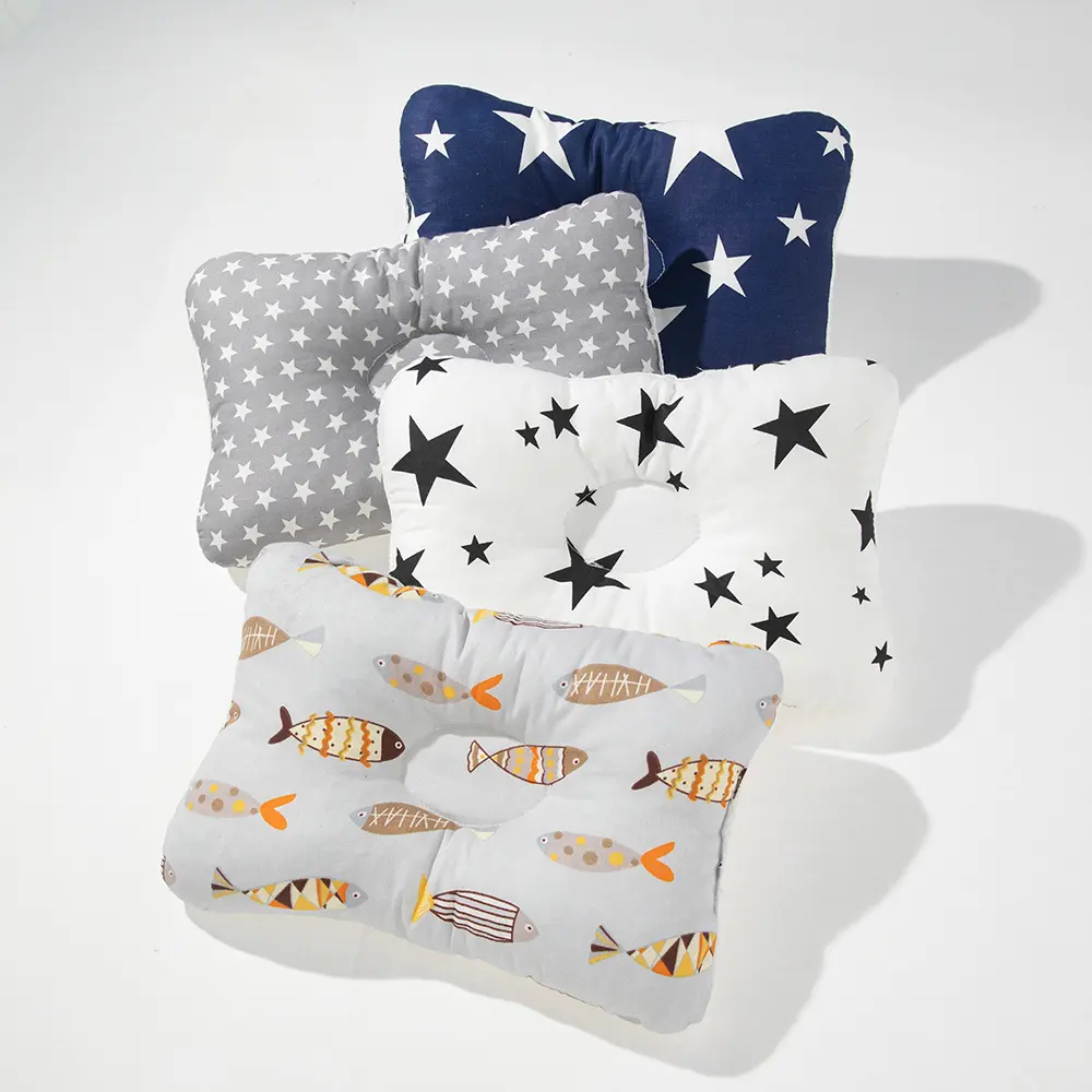 Newborn Baby Cotton Pillow Prevent Flat Head Infant Anti Roll Pillow Positioner