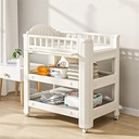 Baby Changing Table, Diaper Dresser Station, 3 Hanging Boxes, 2 Storage Racks, Lockable Wheels, Nursery Organizer for Newborn Infant