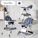 2-1 Baby High Chair, Foldable Infant Dining Chair Rocking Chair, Multifunctional Toddler Kids Feeding Chair, 3Gears Adjustable Recliner Chair with Eating Food Tary & 360° Wheels.