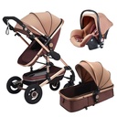 3 In1 Baby Stroller High Landscape With Car Seat Folding For 0-3 Years (Brown)