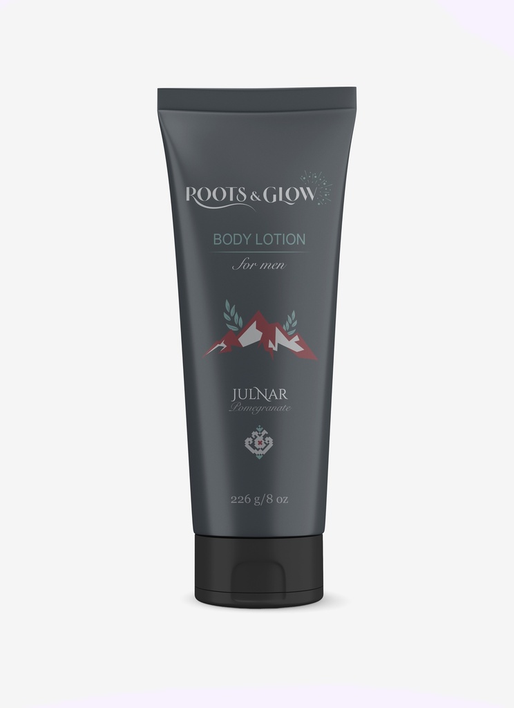 Roots & Glow Men’s Body Lotion 226g Deeply hydration and quick absorption Refreshing body lotion for men, enriched with glycerin & vitamin E.