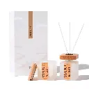 Wood Tone Diffuser & Candle Gift Set With Luxury Packaging white musk Flavour.