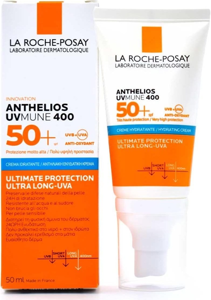 La Roche-Posay Anthelios UVMUNE 400 SPF 50+ Hydrating cream.