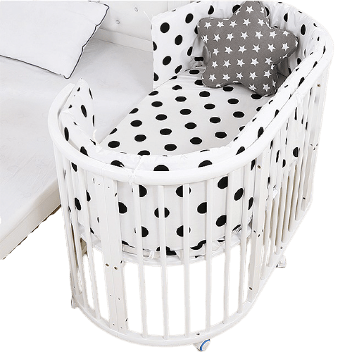 Oval Wooden Crib 4-in-1, Children cot One side Co Sleeping with Rocker 