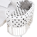 Oval Wooden Crib 4-in-1, Children cot One side Co Sleeping with Rocker 