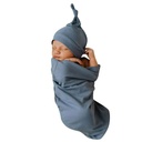 100% Cotton Knitted Baby Swaddle Blanket with Hat Set