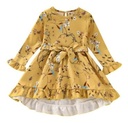 Dress Autumn Women Clothing Long Sleeve Flower Dress.