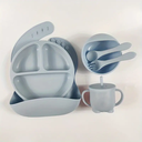 Feeding Set Toddler Weaning Set Silicone Bowl and Plate with Suction Spoon Fork