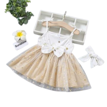 Infant Girls Clothes Baby Summer Clothing suit Sets Cotton Sleeveless Baby Dress Headdress Children Party Princess Clothing