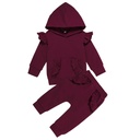 Toddler Girl Sets Cloud Pattern Ear Hooded Jacket And Trousers