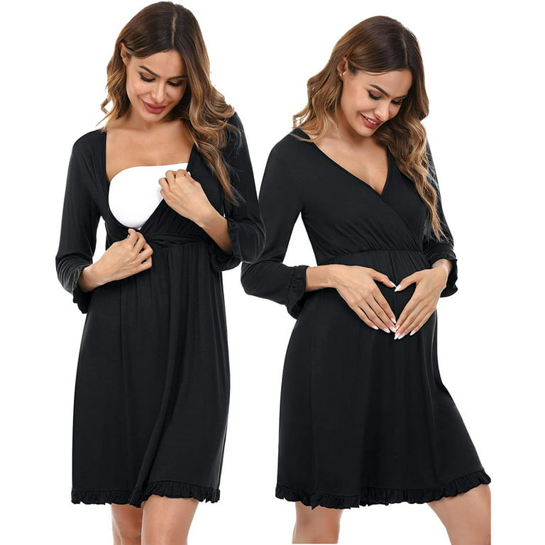 Maternity Sleep Nursing Dress_Sleeve Pregnancy Dress