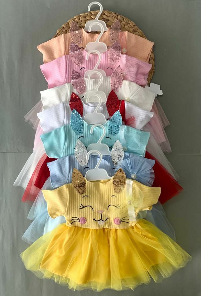 Cute summer Cat Face girls dress