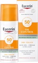 Eucerin Face Sunscreen Oil Control Gel-Cream Dry Touch, High UVA/UVB, SPF 50+, Light Texture Sun Protection, Suitable Under Make-Up, For Blemish-Prone Skin, 50ml