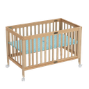 Foldable Adjustable and Mobile Wooden Crib with Wheels