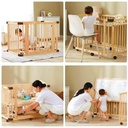 Baby Wooden Cot Crib, 6-In-1